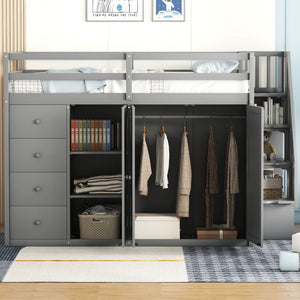 Loft Bed With Built In Wardrobes, Cabinets And Drawers