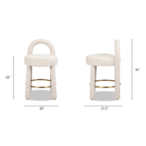 Penny 26.5" Round Arched Upholstered Counter Stool, Set of 2