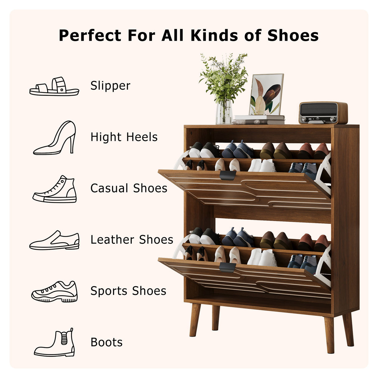 Medieval - Independent Shoe Cabinet With 2 Flip Drawers