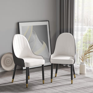 Modern Sponge-Filled Dining Chair, Solid Wood Metal Legs, Suitable For Restaurants, Living Rooms And Rooms (Set of 2)