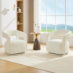 Chenille Fabric Swivel Accent Armchair