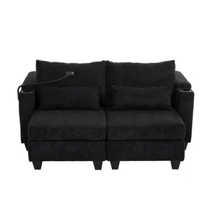 Convertible Chaise Lounge Sofa Chair With USB Ports, Cup Holders, Phone Holder And Storage