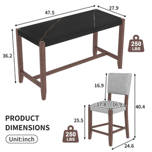 5 Piece Counter Height Dining Set, Bar Table With 4 Upholstered Chairs