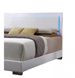 Lorimar White Faux Leather Panel Bed