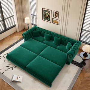 Chesterfield 3-in-1 Pull-Out Sofa Bed - Green
