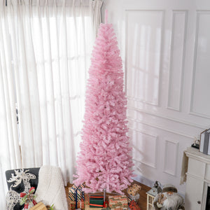 HOMCOM 8' Tall Unlit Slim Douglas Fir Artificial Christmas Tree
