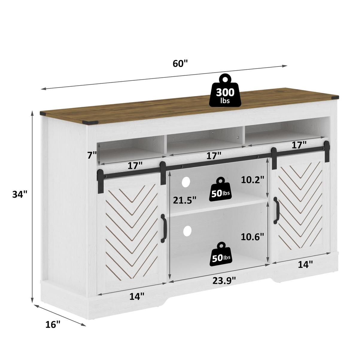 Farmhouse TV Stand for 65+ Inch TV
