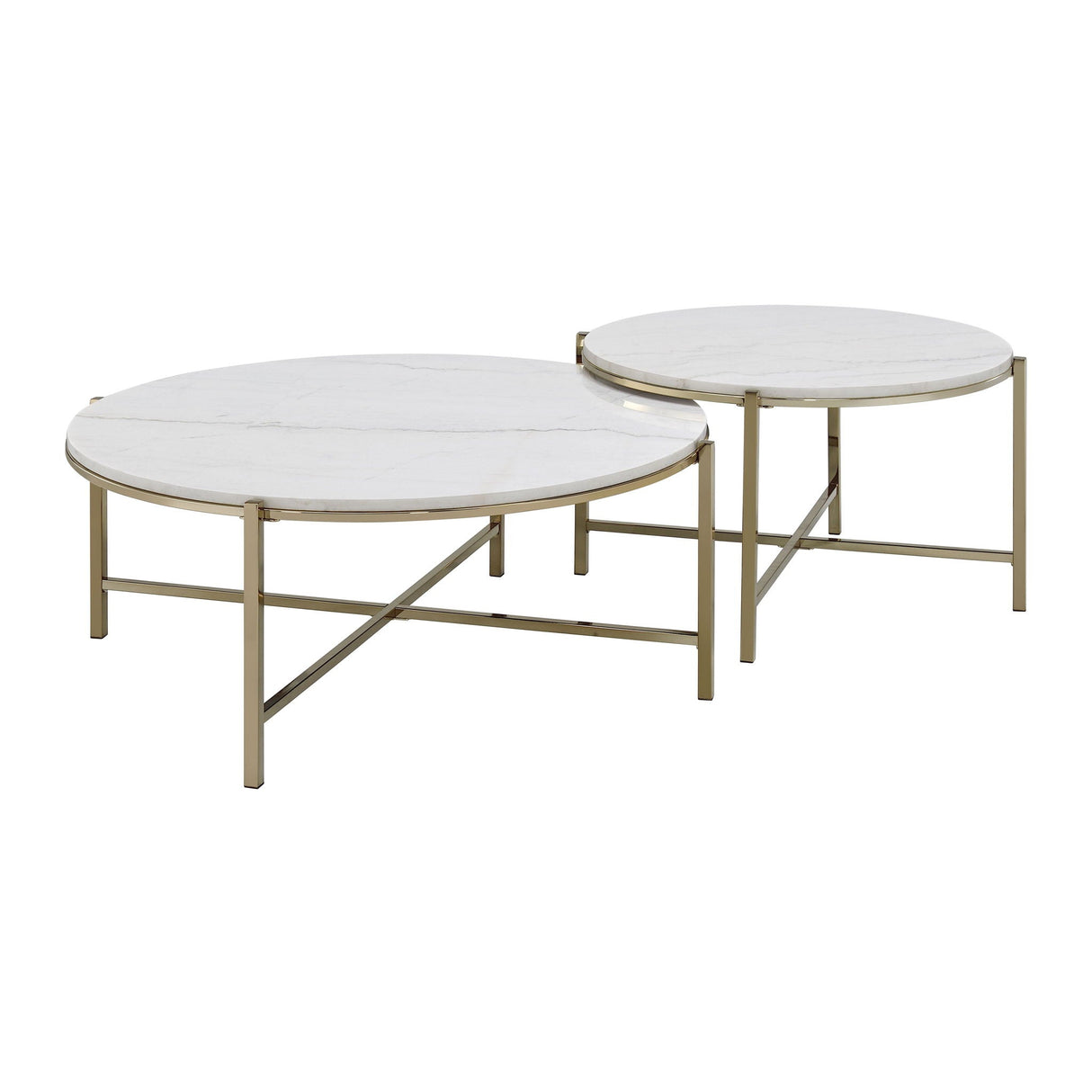 Zaidee - Marble Top Nickel Nesting Table Set - White - Best Buy Furniture