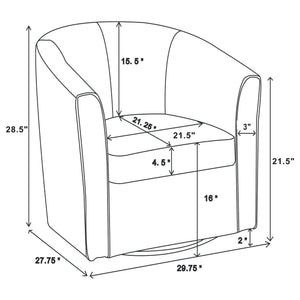 Tournefeuille - Swivel Armchair With Barrel Back Design And Sloping Armrests - Brown