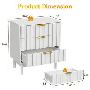 3 Drawer Dresser with Fluted Panel Design