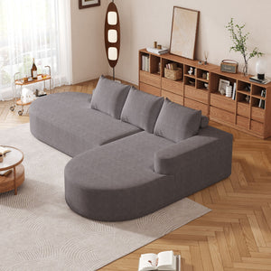 Modern Curved Sofa, L-Shaped Modular Sectional Set With 3 Pillows