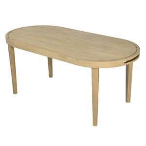 70" Oval Acacia Wood Outdoor Dining Table with Slatted Top