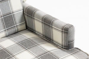 Upholstered Accent Chair, Vintage Armchair with Solid Wood Legs
