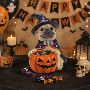 Halloween French Bulldog Witch Puppy Figurine