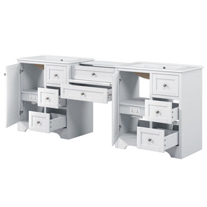Double Sink Bathroom Vanity With Countertop, 2 Ceramic Sinks, 6 Drawers, Soft Close Design