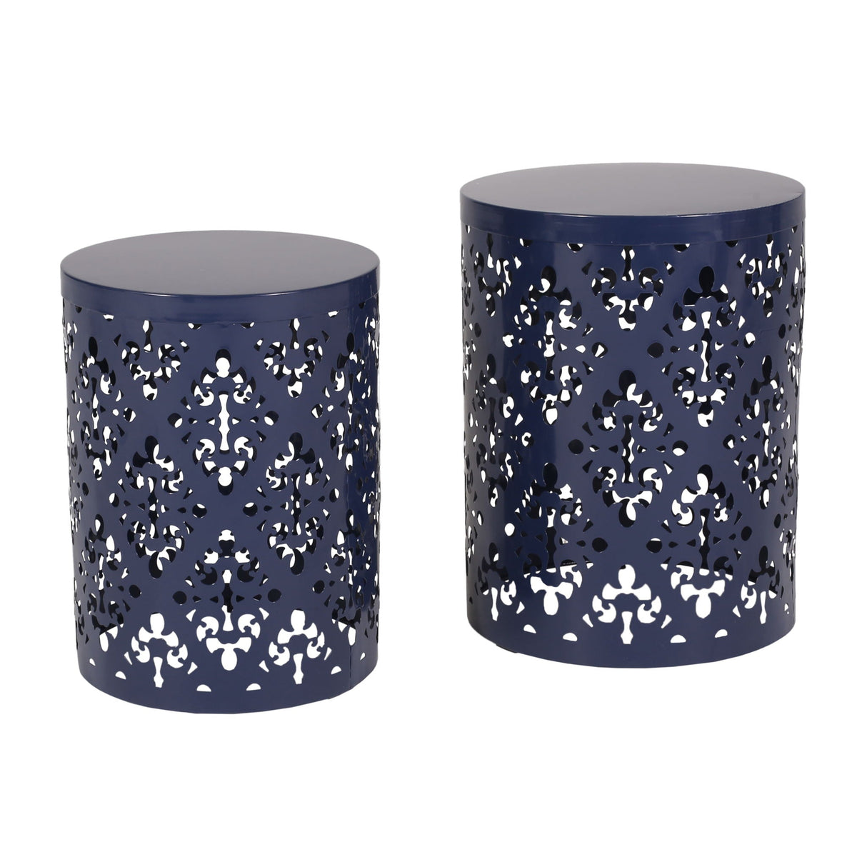 Modern Iron Cut Design End Table (Set of 2) - Navy Blue - Best Buy Furniture