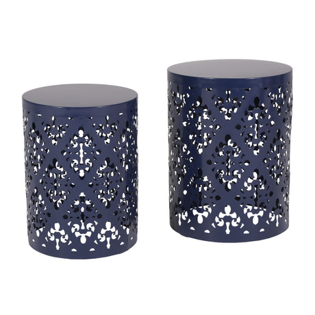 Modern Iron Cut Design End Table (Set of 2) - Navy Blue - Best Buy Furniture