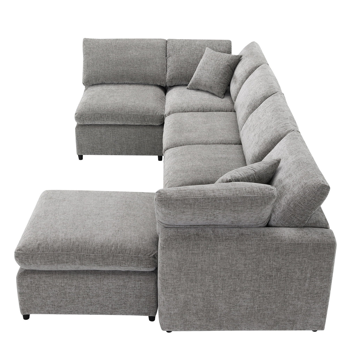 Modern Modular Cloud Sofa Bed, 6 Seat Sectional Couch Set With Ottoman, Free Combination, Convertible U Shaped Sleeper Sofa For Living Room