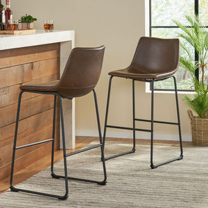 Barstool With Upholstery And Foot Rail - Vintage Brown - Best Buy Furniture