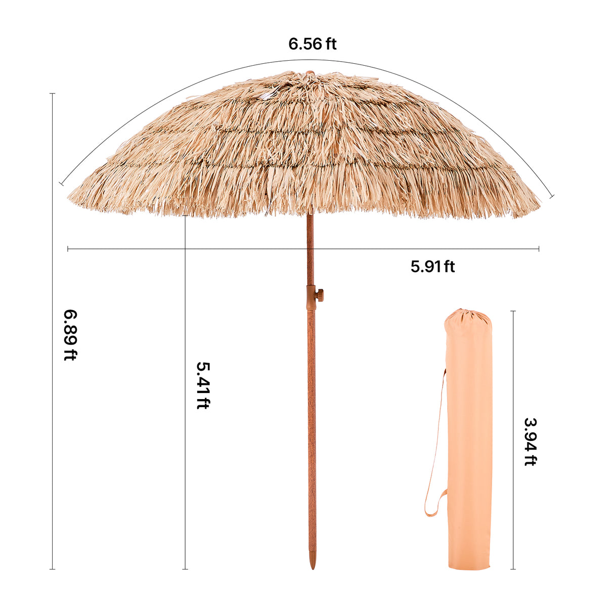 Tiki Umbrella Thatched Patio Umbrella 6 ft Poolside Beach Umbrella