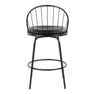 Riley - Claire Farmhouse Fixed Height Counter Stool With Swivel With Round Footrest (Set of 2)