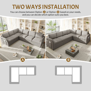L-Shaped Couch With Pull-Out Bed, Convertible Sleeper Sofa With Side Pocket & USB Port
