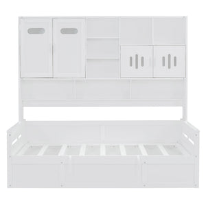 Daybed With All-In-One Cabinet And Shelf