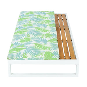 White Iron & Teak Finish Chaise Lounge Set
