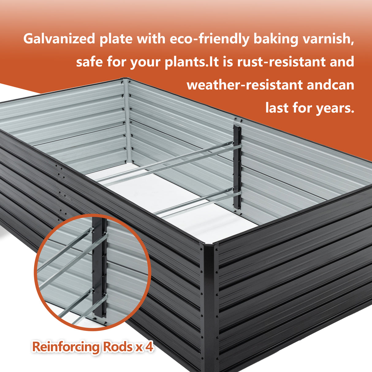 Metal Raised Garden Bed Outdoor 7.2x3.6x2 FT Galvanized Raised Garden Bed Kit