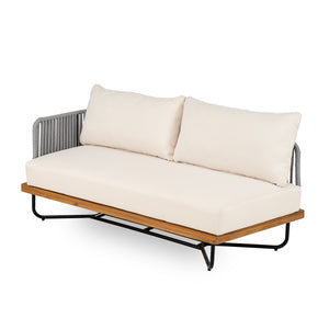 Lucca Outdoor 6 Seaters Acacia Wood and Rope Woven Patio Set