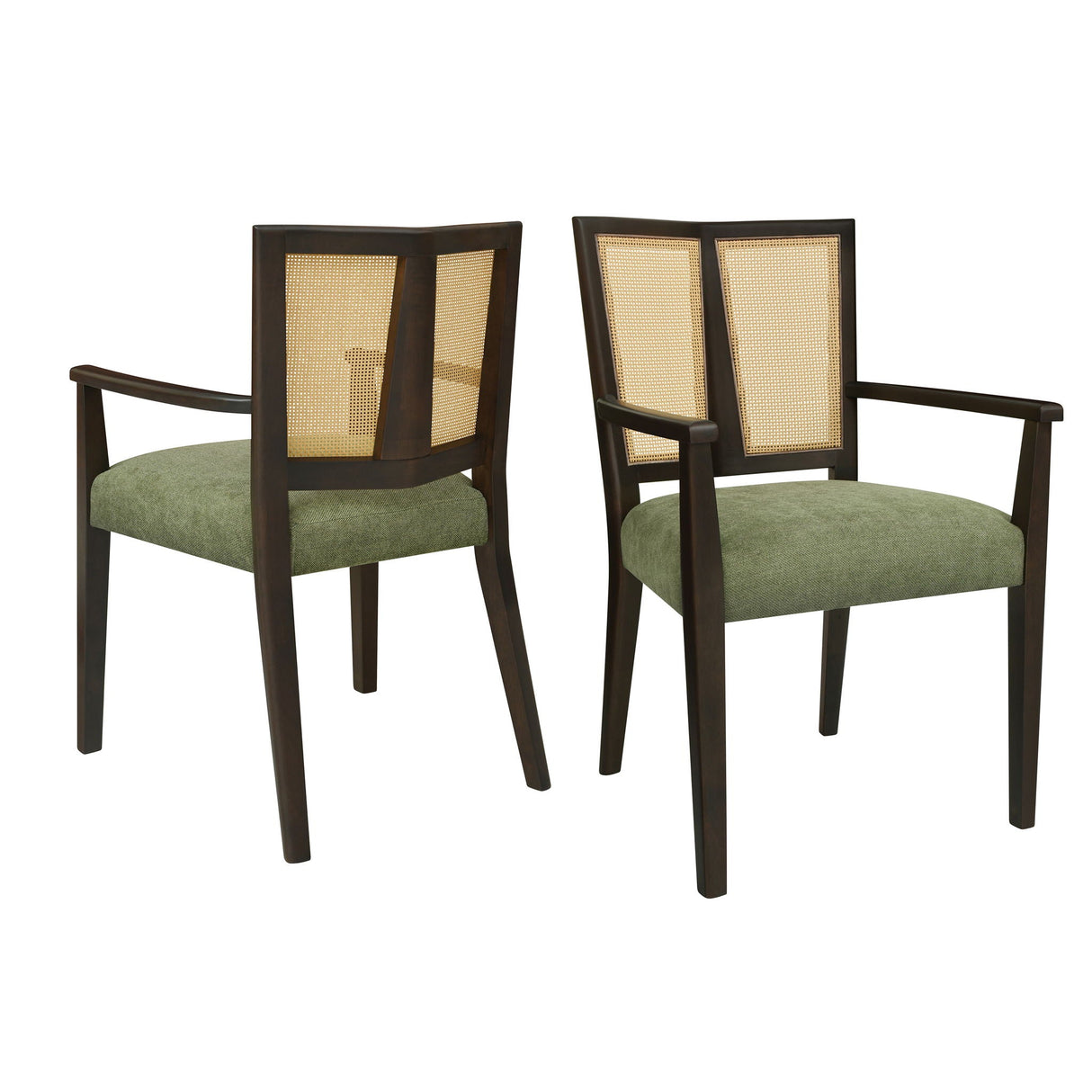 Mid Century Modern Arm Dining Chair Set With Rattan Backrest - Best Buy Furniture