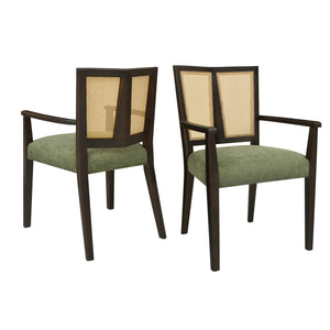 Mid Century Modern Arm Dining Chair Set With Rattan Backrest - Best Buy Furniture