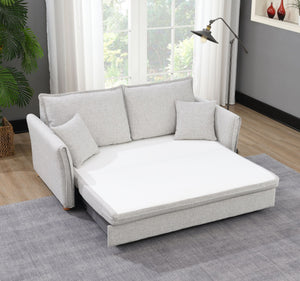 Oren - Chenille Sleeper Sectional Sofa With Storage 2 Toss Pillows - Gray - Best Buy Furniture