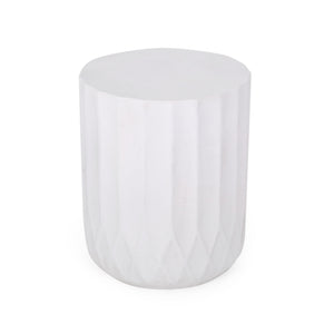 Outdoor End Table With Scallop Edge - Antique White