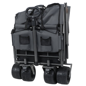3-in-1 Folding Wagon Cart with Bench Seat & Storage