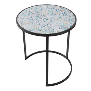 Round End Table Set of 2 with Sturdy Metal Frame for Small Spaces