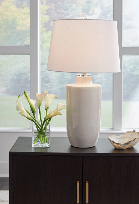 Cylener - Ceramic Table Lamp - Off White - Best Buy Furniture