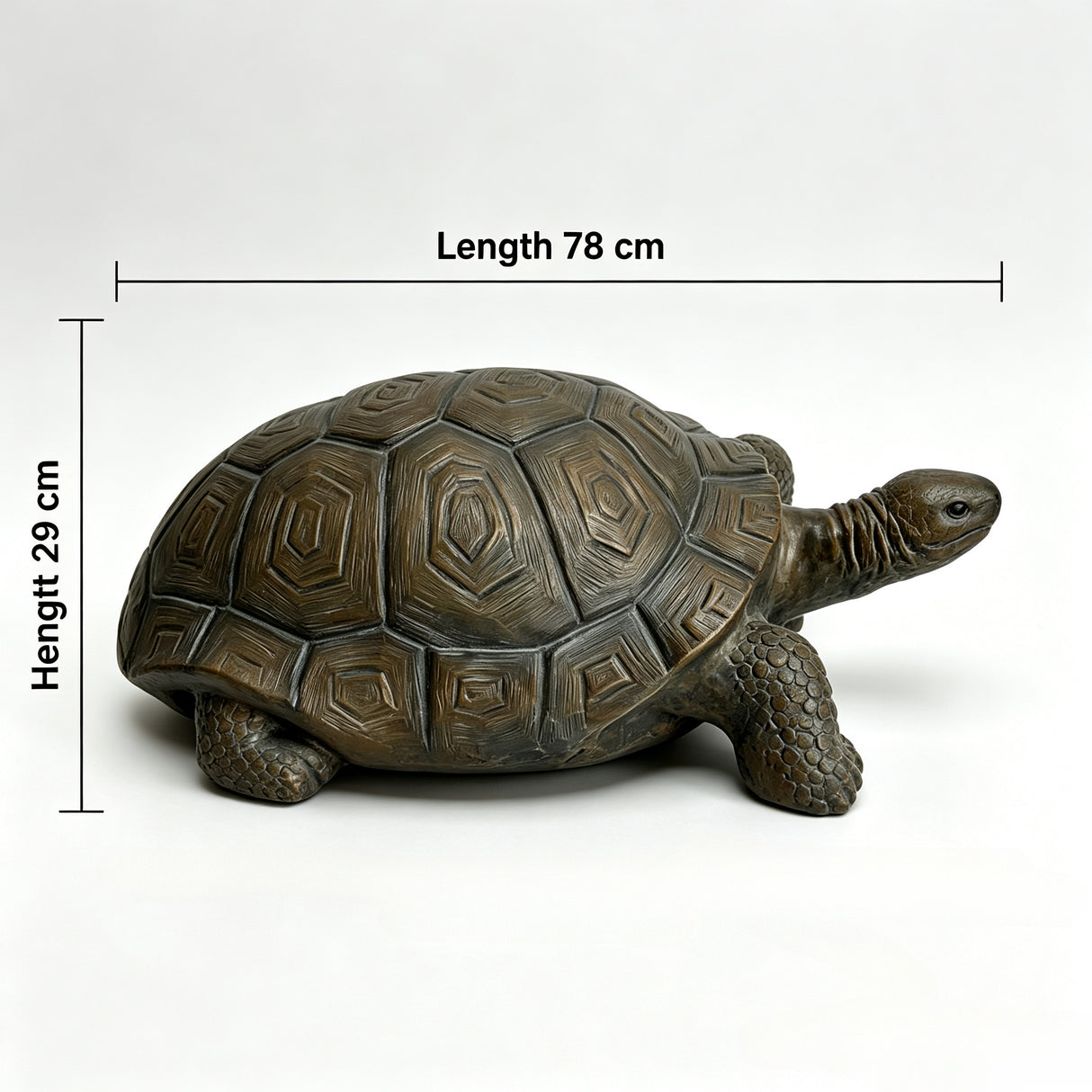 30.51" Long Realistic Tortoise Figurine, 11.22" High Resin Turtle Statue, Large Outdoor Garden Sculpture for Nature Decor & Themed Displays