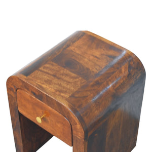 Mini Darcy Chestnut Nightstand with Curved Edges, 1-Drawer