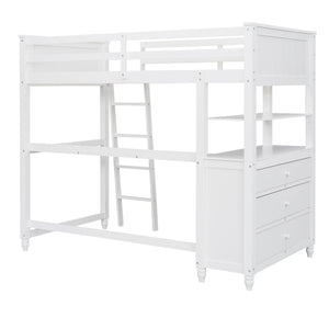 Loft Bed With Drawers With Desk And Shelves