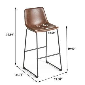 Barstool With Upholstery And Foot Rail - Vintage Brown - Best Buy Furniture