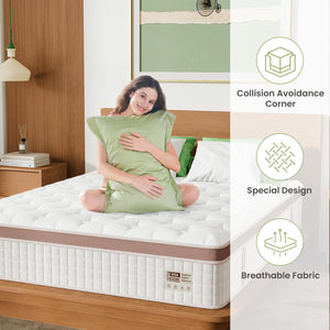 14" , Firm Hybrid Mattress, Gel Memory Foam & Pocket Springs, Pressure Relief, Motion Isolation, Ergonomic Bed - White - King