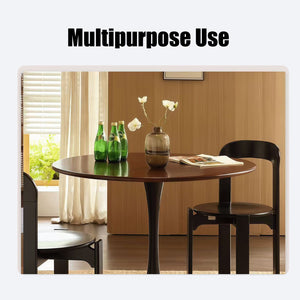 Walnut Color Round Dining Table - Modern Design