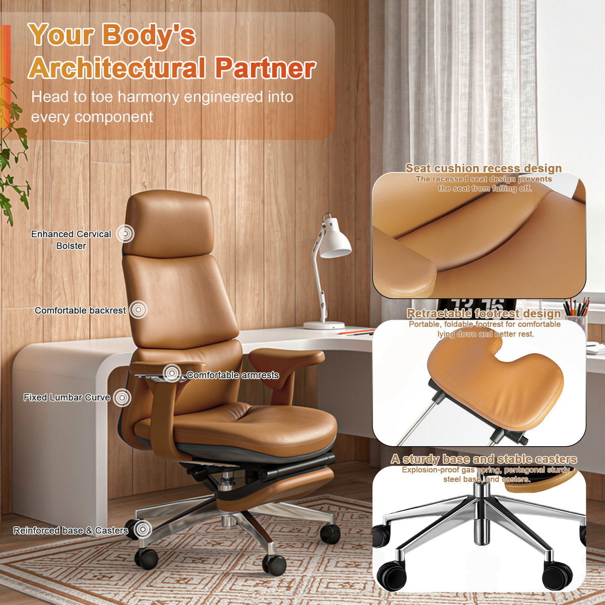 Ergonomic Leather Executive Office Chair