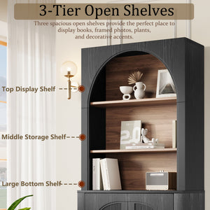 Modern Black Bookcase with Storage Cabinet