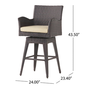 Outdoor Modern Rattan Swivel Barstool With Tapered Legs - Beige / Multibrown - Best Buy Furniture