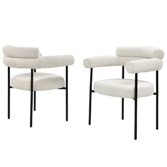 Upholstered Accent Dining Chairs with Armrests – Set of 2 - Beige or Black