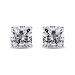 14K White Gold 1 1/2 Cttw Clarity Enhanced Princess Cut Diamond Solitaire Stud Earrings (I-J Color, I1-I2 Clarity)