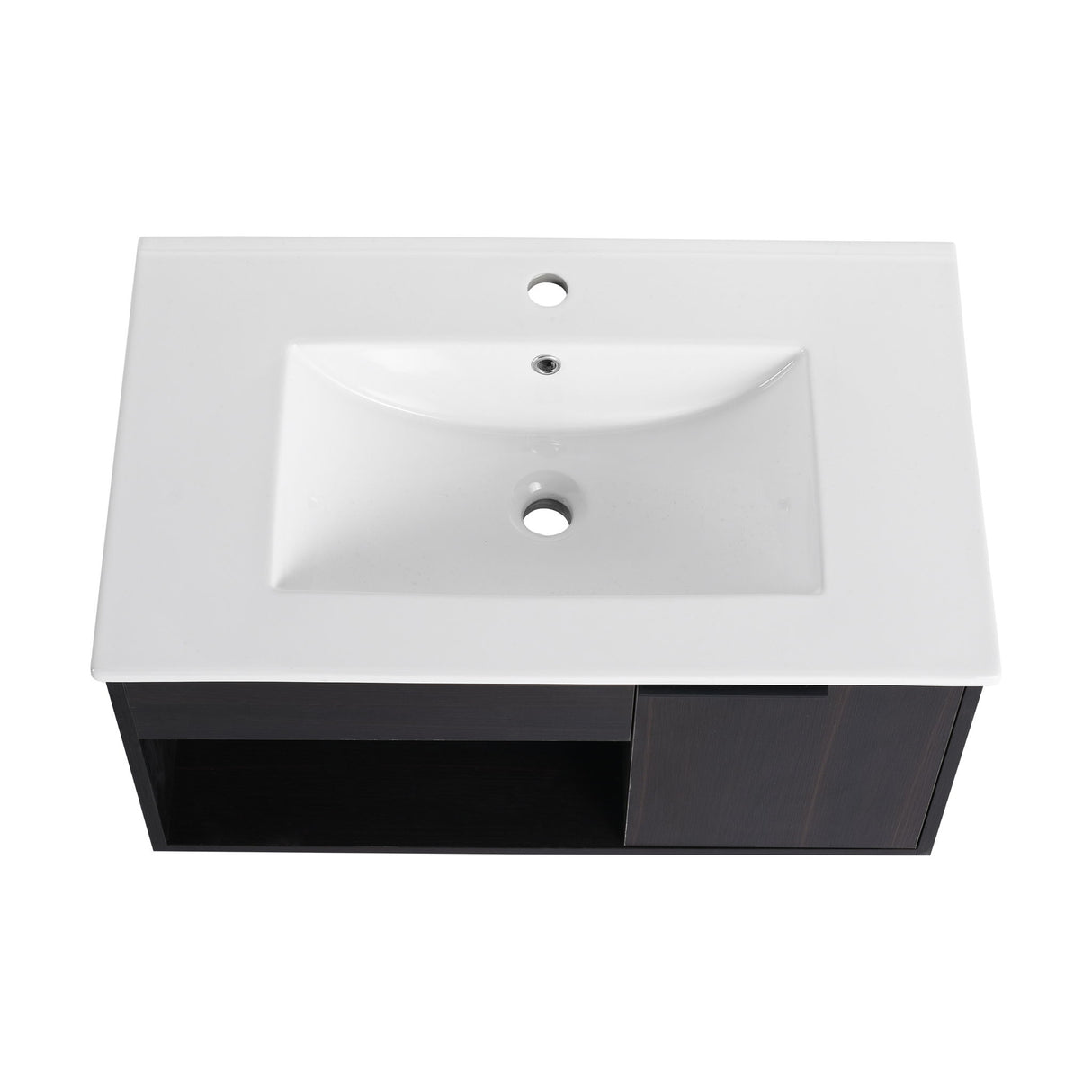 Wall Mounted Floating Bathroom Vanity With Open Shelf & Soft Close Door