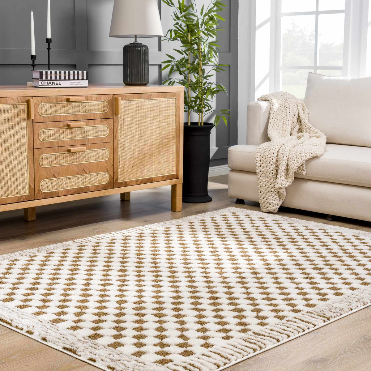 Boutique Rugs Leryn Brown Checkered Plush Rug - view 6